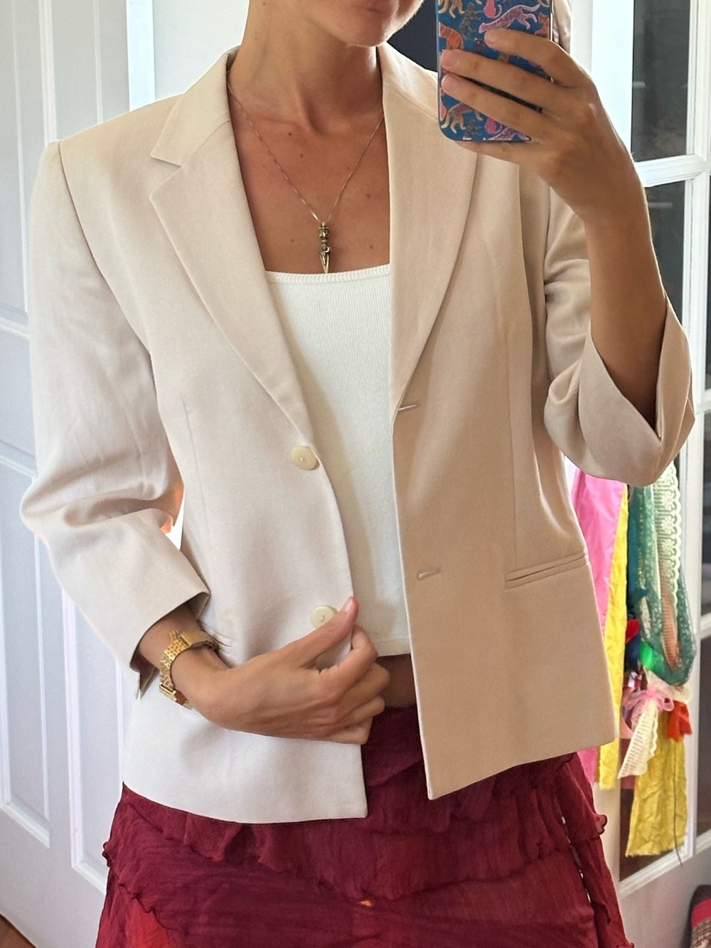 Vintage MaxMara Cream Cotton/Silk Blazer